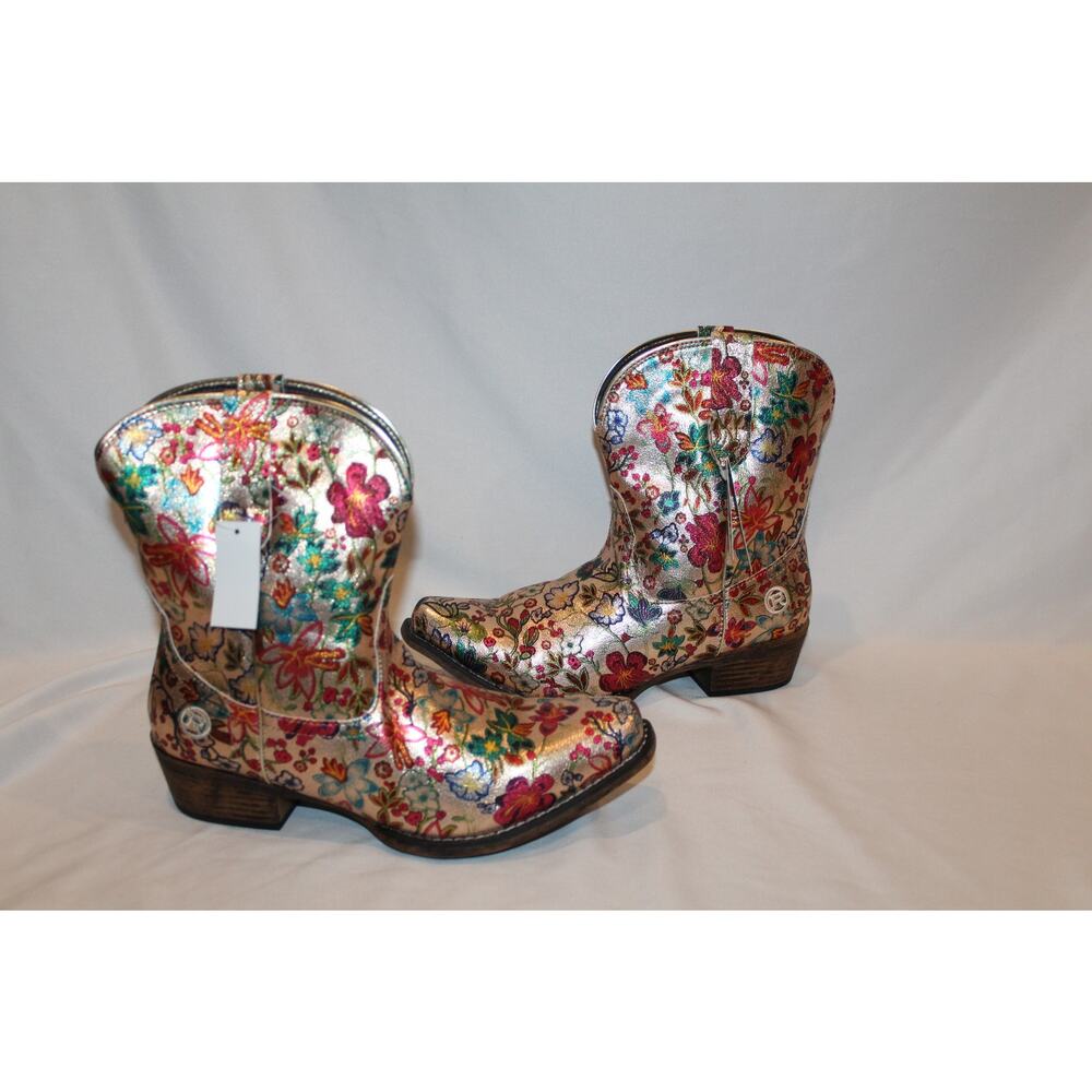NIB ROPER WOMEN'S FLORAL‎ FAUX LEATHER COWBOY BOOTS